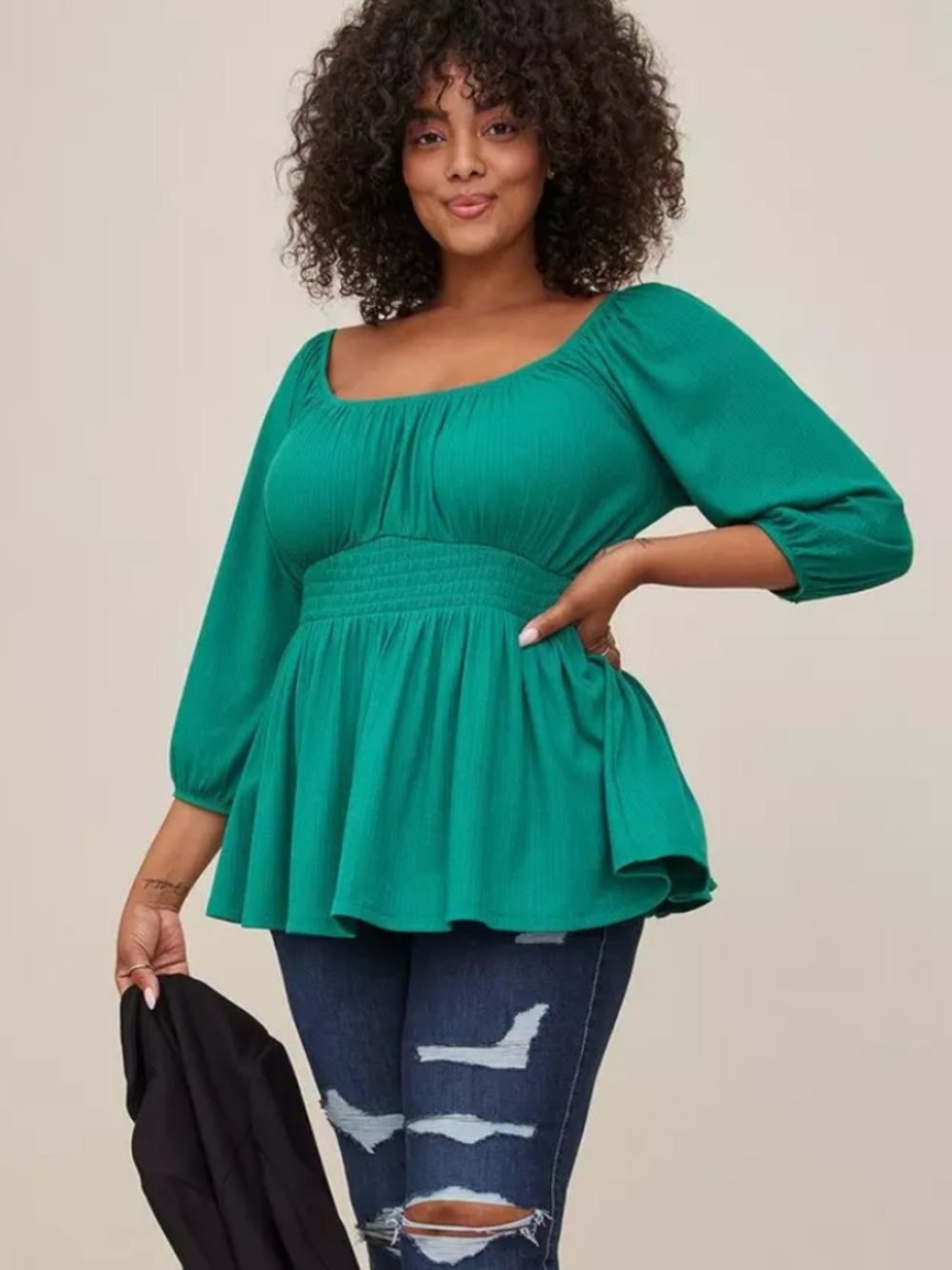 Torrid Smocked Waist Peplum Top